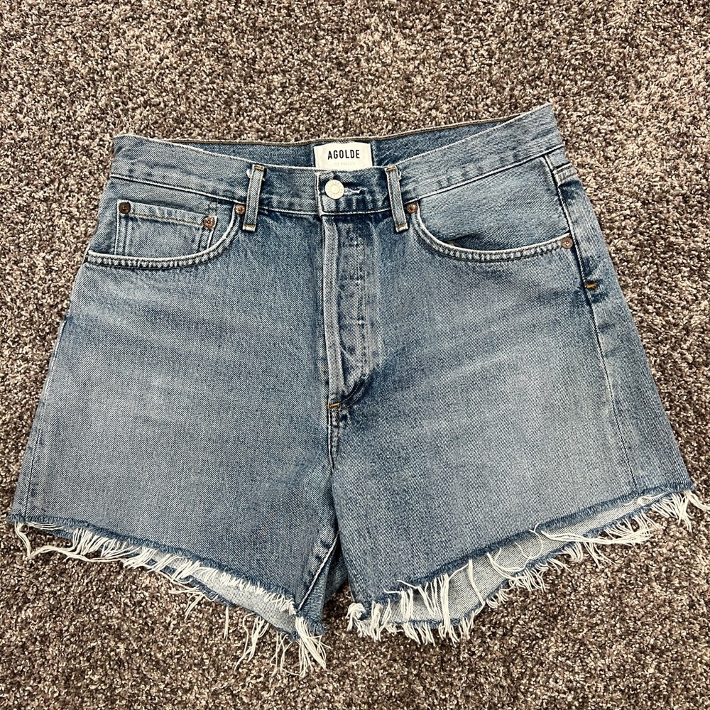 AGOLDE  High-Rise Reese Denim Long Shorts Size 28